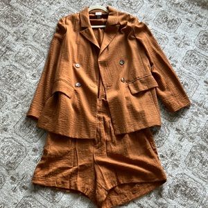 Linen Blazer and Shorts Set